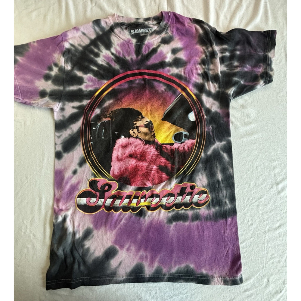 Saweetie Tie Dye Graphic T-Shirt Medium Music Artist Merch Rap Tee Purple